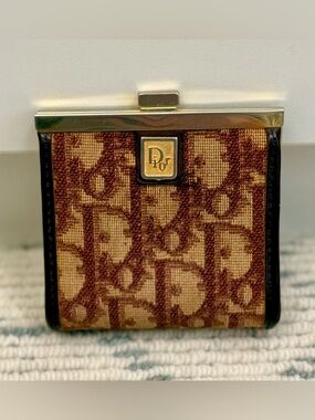 DIOR Vintage 70’s Classic Burgundy Trotter Monogram Canvas Leather Coin Purse